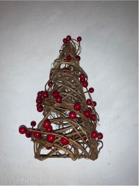 Unbranded Holiday Decor Brown Red Berry Twig Cone Tree One Size